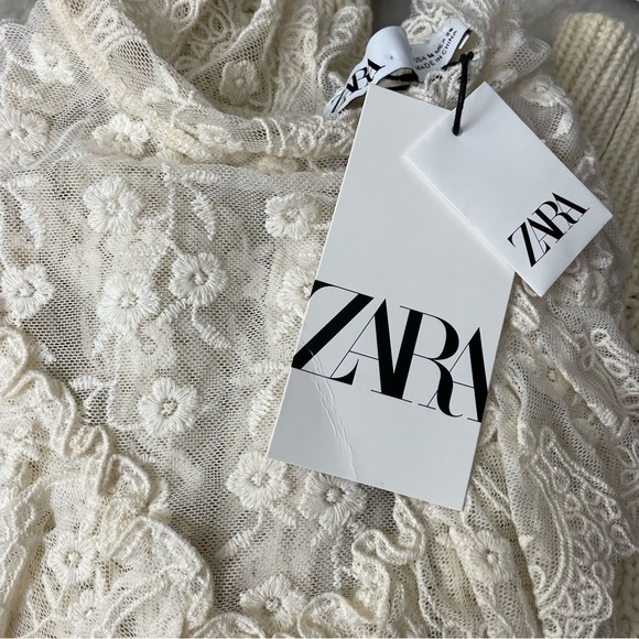 NEW * Zara * Lace Knit Sweater Cardigan Medium - Picture 3 of 7
